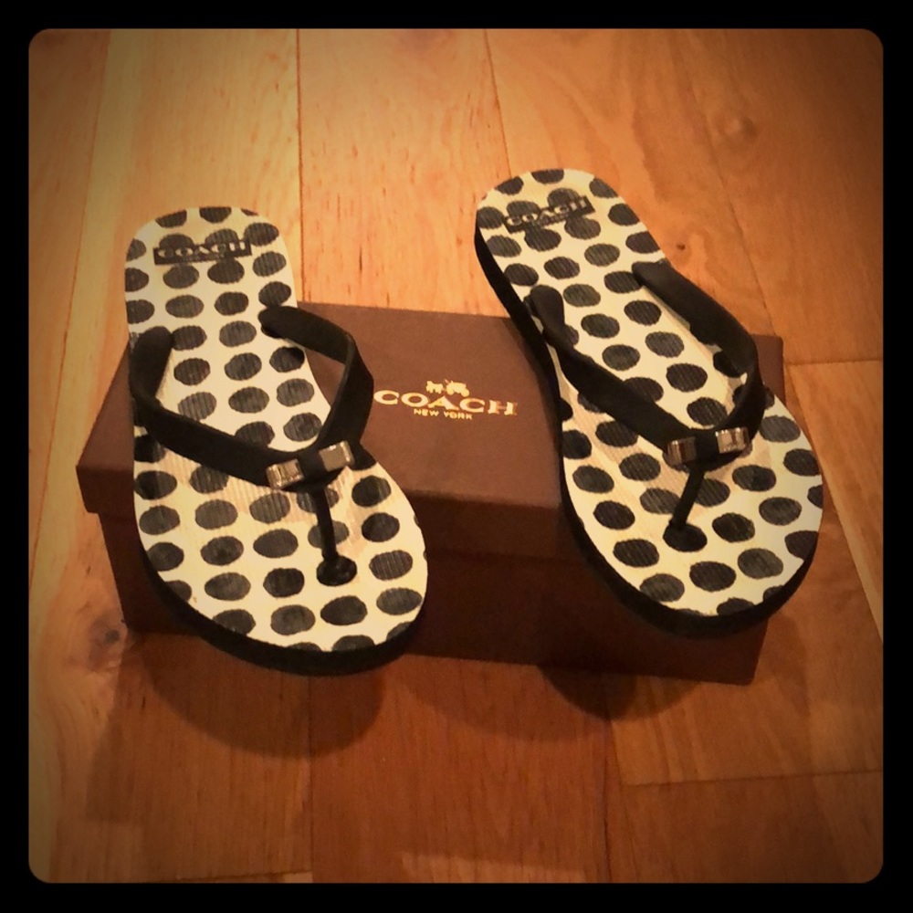 Black Coach flip flops